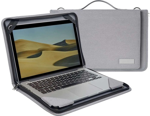 Broonel grey leather laptop - broonel,