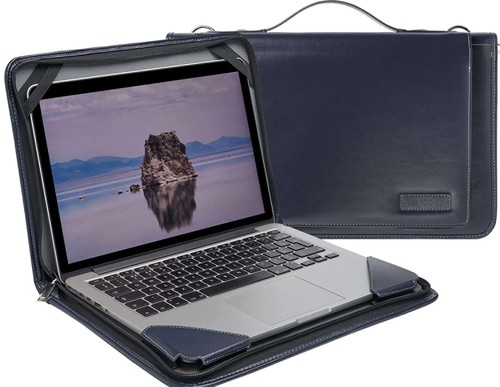 Broonel blue leather laptop - leather,